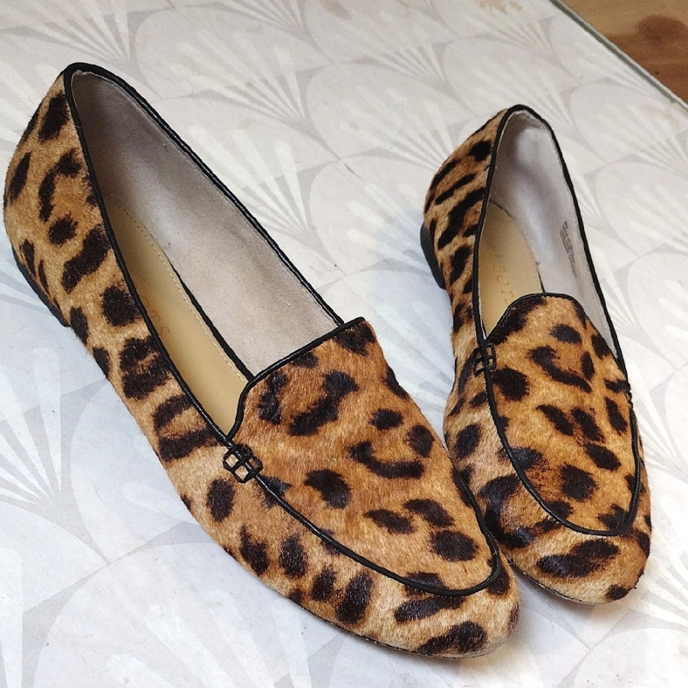 Talbots Leopard Print Pony Hair Loafers in Brown and Black